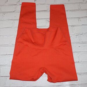 🧡 Bright Orange Compression Leggings – Size Medium Bold Color · Snug Fit ·